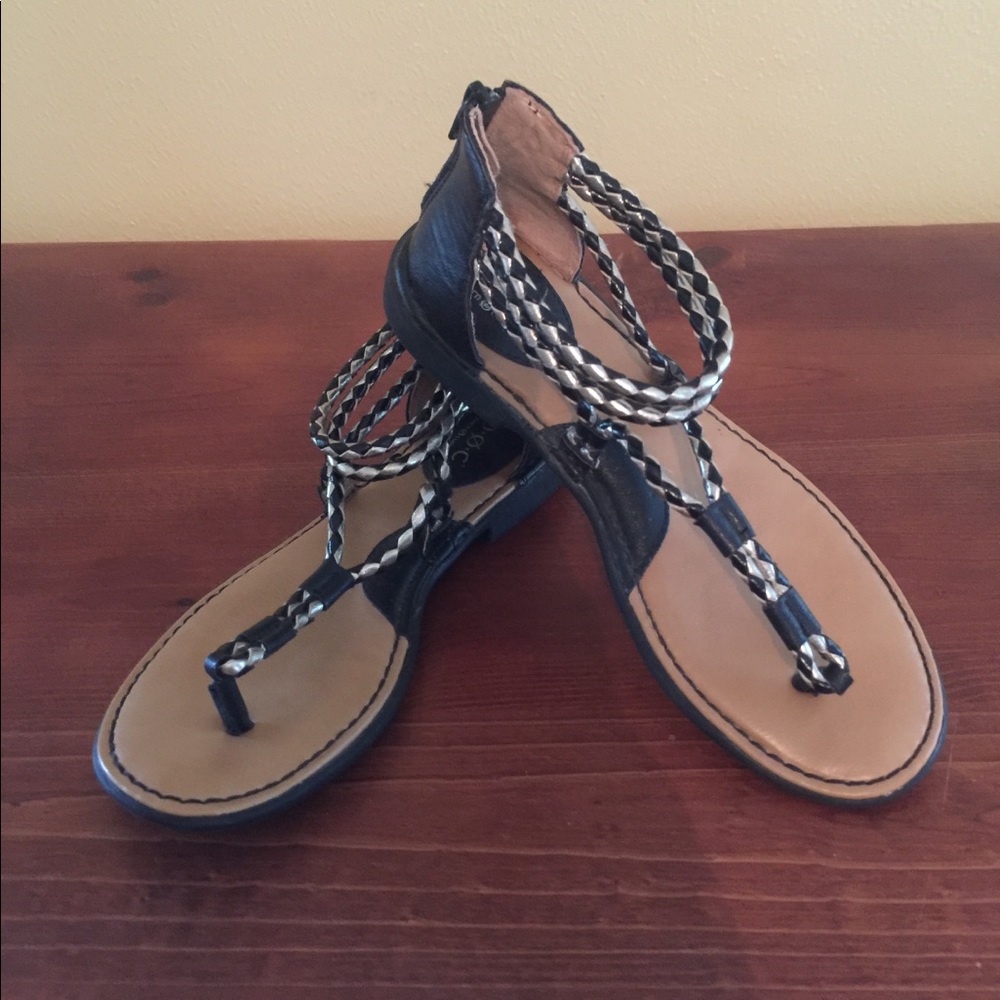 Black and gold Sandals